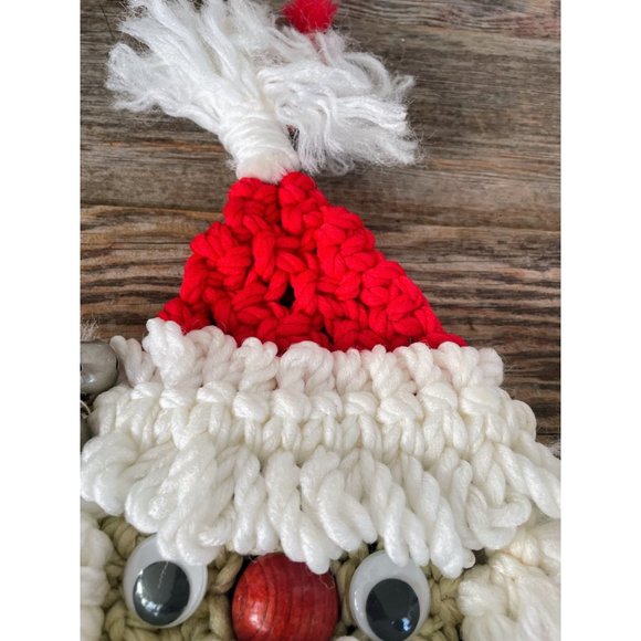 Vintage 1970s Macrame' Santa Clause Face Wall Hanging - Picture 5 of 10